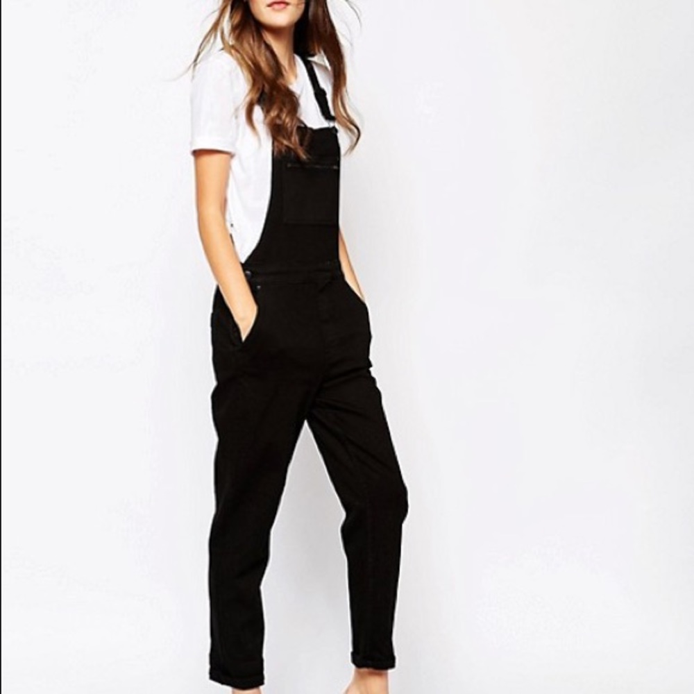Whistles black denim overalls